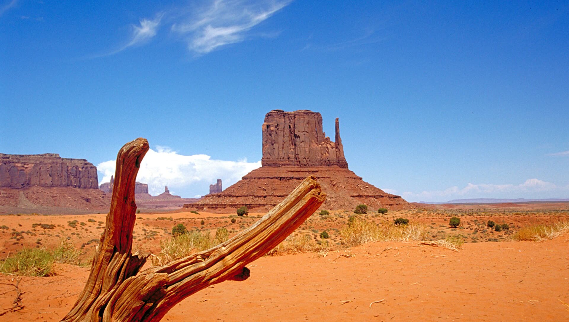 Red rock buttes and desert road in the American Southwest
